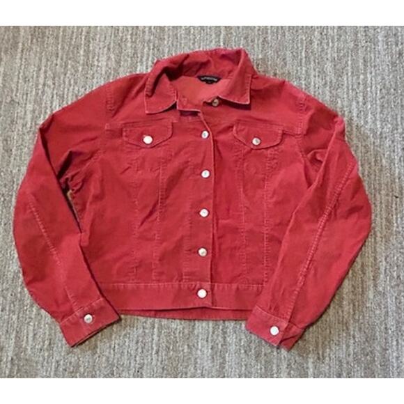 Lands' End Jackets & Blazers - Lands' End Corduroy Trucker Jean Jacket Stretch Women's Pink Size L (14-16)